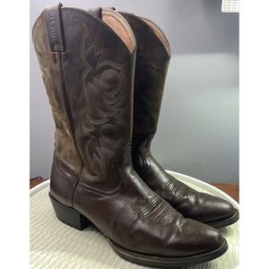 Vintage JUSTIN Men's Leather Brown Cowboy Riding Boots Motorcycle Rider Sz.12 EE